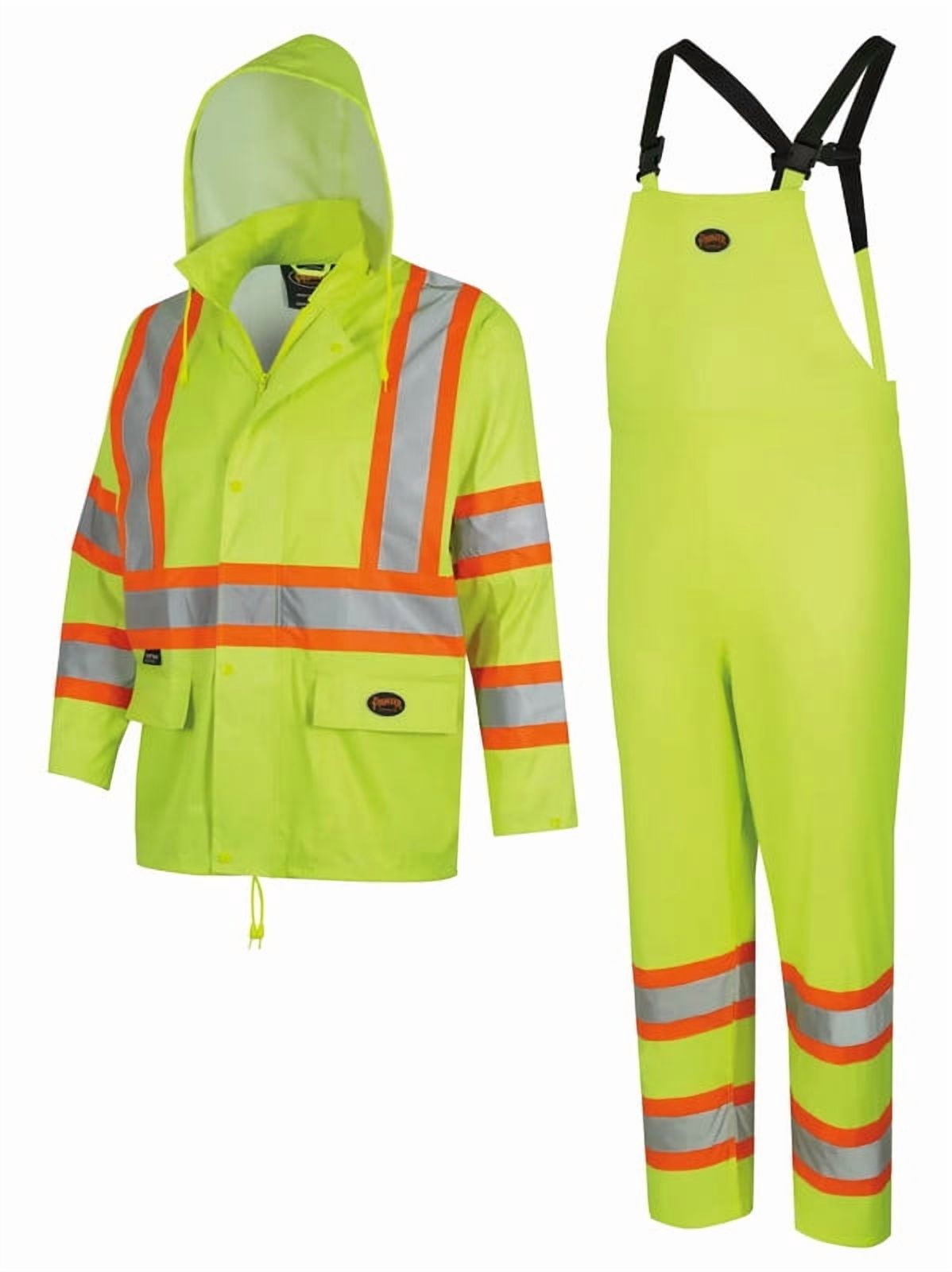 Cottage Bloom V1080160U-XL Lightweight Hi-Vis Safety Rain Suit, Yellow/Green, Size XL, 2-Piece Jacket & Bib Pant