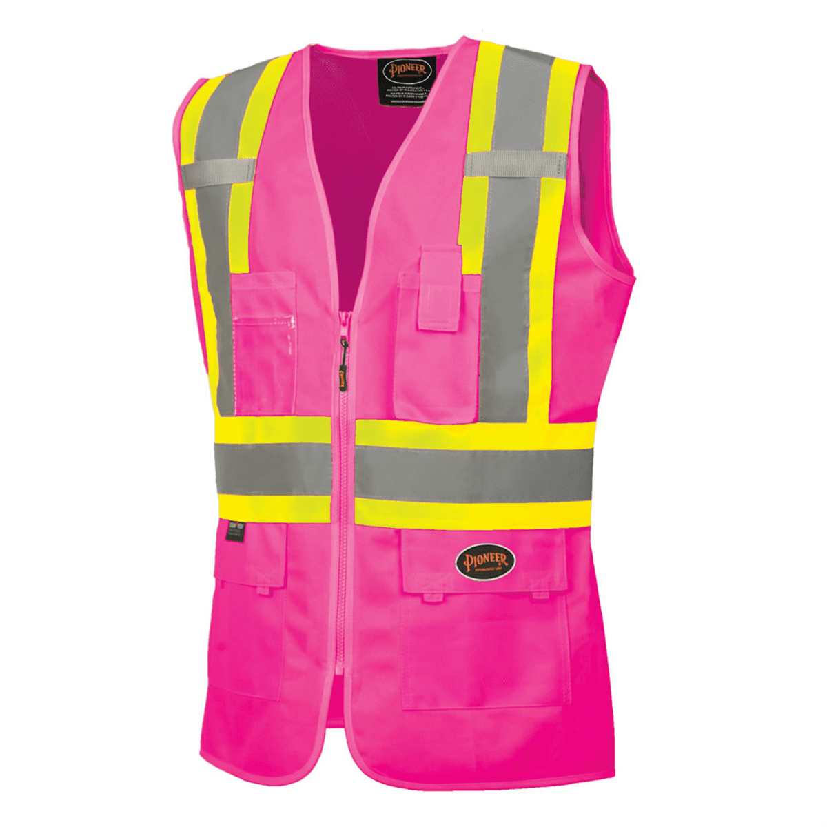 Pioneer Women's Custom Fit Hi-Vis Mesh Back Safety Vest  - Color:  Pink  - Size: XL