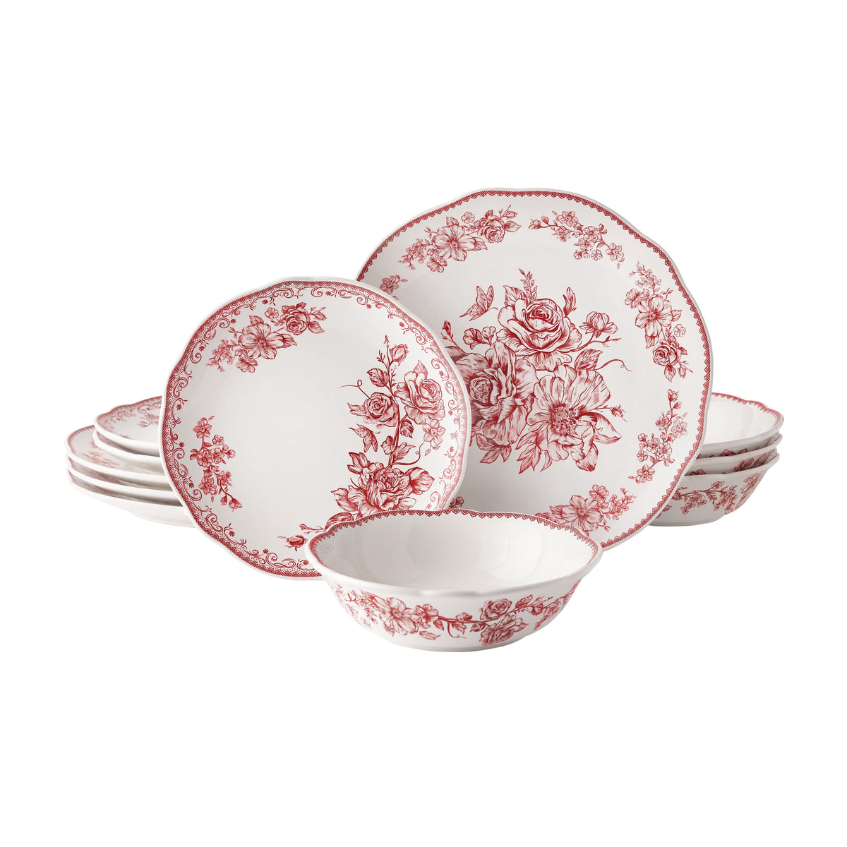 The Pioneer Woman Agatha 12-Piece Stoneware Dinnerware Set, Blue