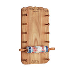 The Pioneer Woman Keepsake Floral 17.7" Ceramic Rolling Pin with Acacia Wood Holder