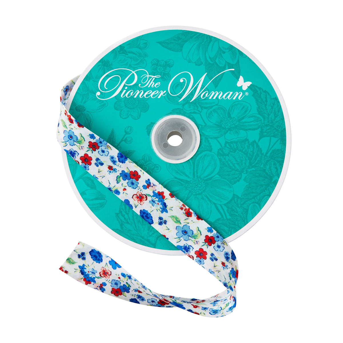 Cottage Bloom Vintage Floral White Double Fold Cotton Bias Tape Ribbon, 7/8" x 25 Yards