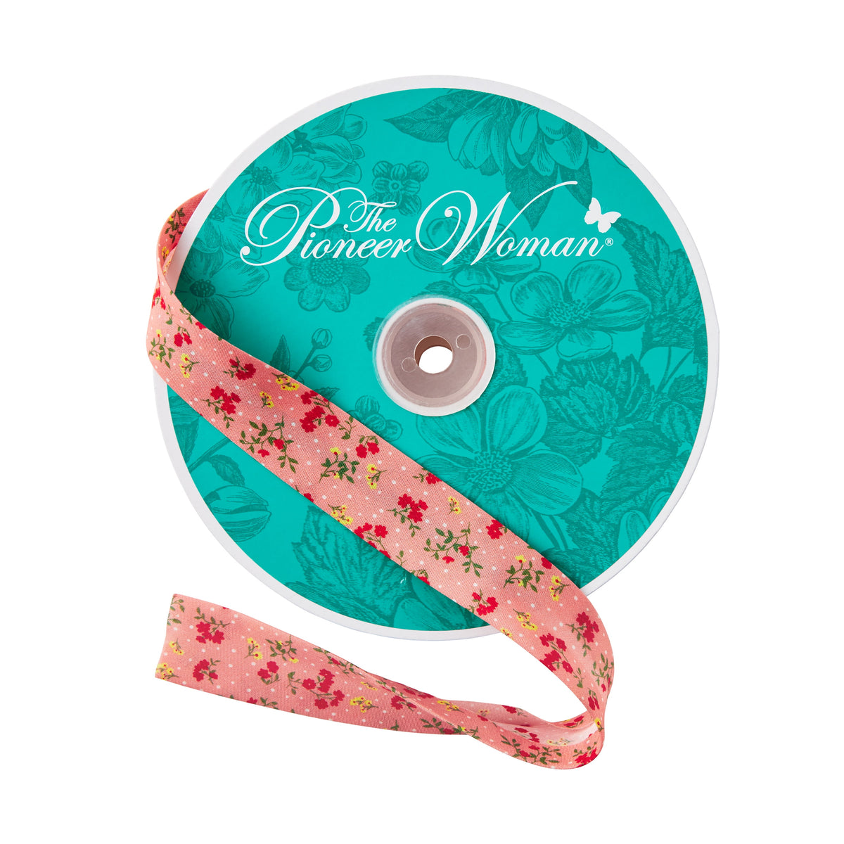 Cottage Bloom Vintage Floral White Double Fold Cotton Bias Tape Ribbon, 7/8" x 25 Yards
