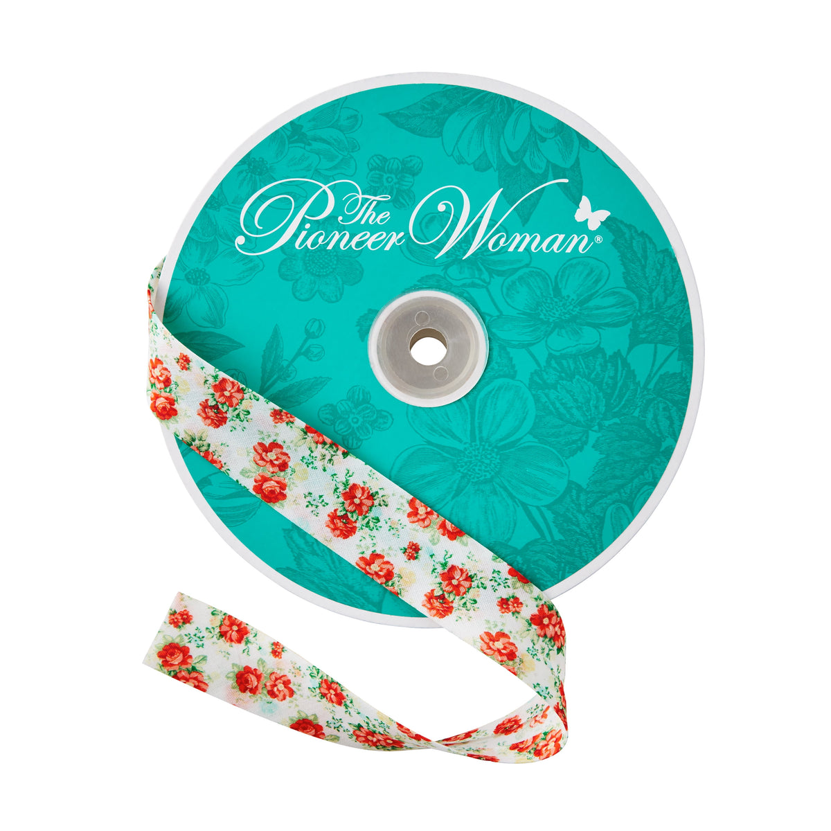 Cottage Bloom Vintage Floral White Double Fold Cotton Bias Tape Ribbon, 7/8" x 25 Yards