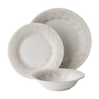 The Pioneer Woman Vintage Lace 12-Piece Ceramic Dinnerware Set, Linen