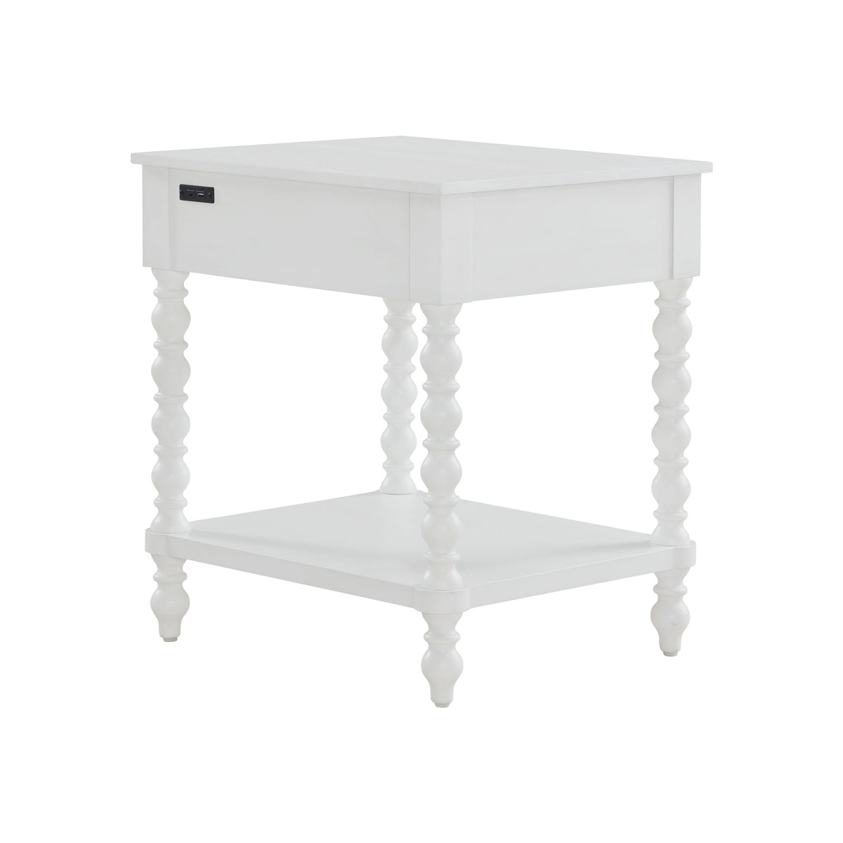 The Pioneer Woman Harper Spindle Nightstand with USB Charging Ports, Adults and Teens, White Finish