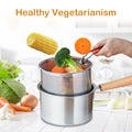 Soulgenix Deep Fryer Pot, 3QT Stainless Steel Fryer Pot with Basket, Multifunction Oil Strainer Pot with Wooden Handle