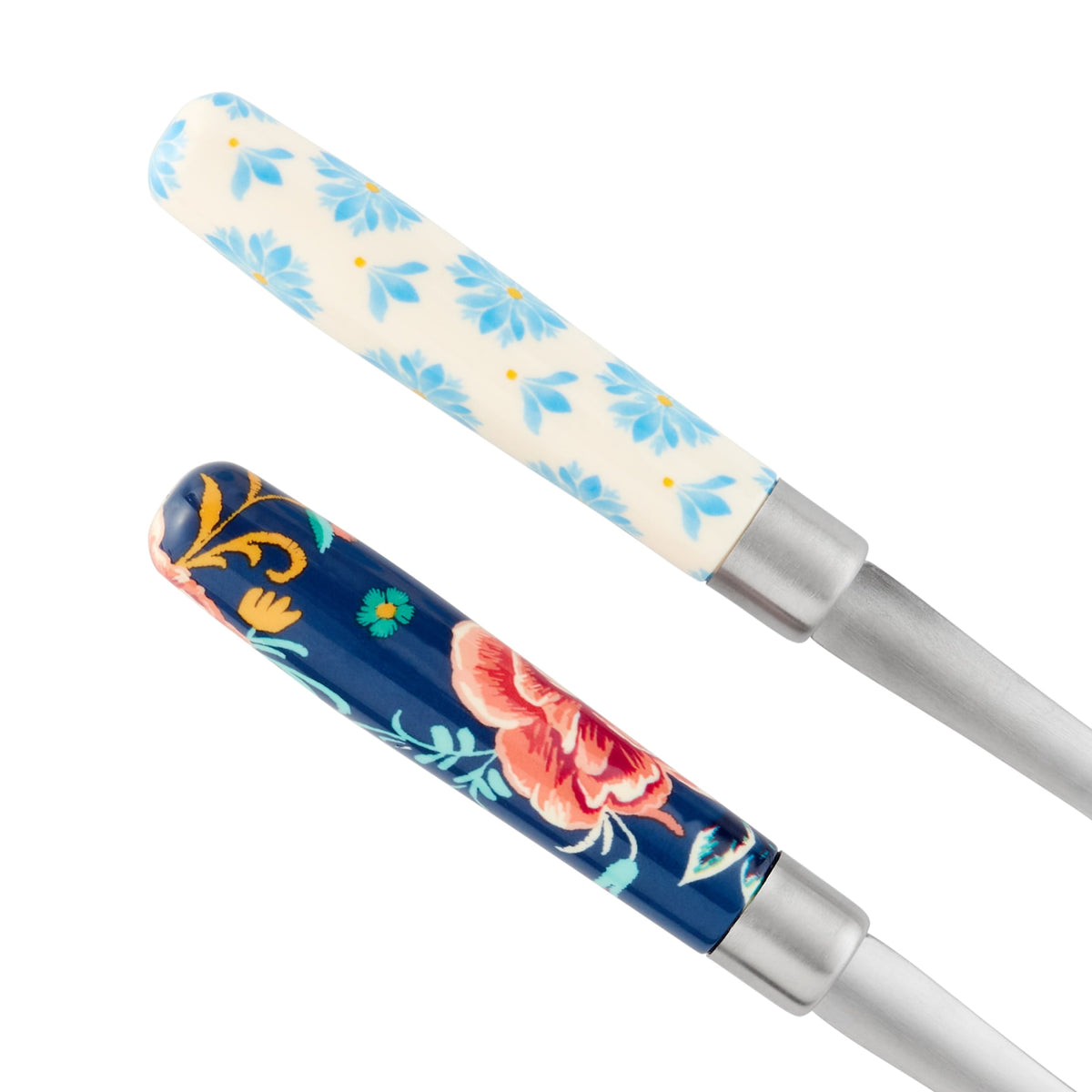 (3 pack) The Pioneer Woman Keepsake Floral Textured Stainless Steel Serving Spoon Set with Floral Pattern, and Colorful Handle 2