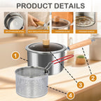 Soulgenix Deep Fryer Pot, 3QT Stainless Steel Fryer Pot with Basket, Multifunction Oil Strainer Pot with Wooden Handle