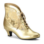 Funtasma DAME-05 - 2" Heel, B.Pink Pu-Lace Victorian Ankle Boot, Lace Pioneer-Blk Pu-Lace-10