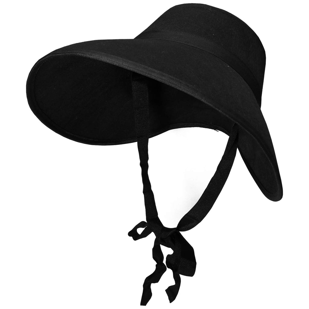 Skeleteen Vintage Old Fashioned Bonnet - Black Colonial Pioneer Prairie Felt Sun Hat Bonnets for Women and Children