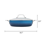 The Pioneer Woman Harlow 12" Ceramic Non-Stick Everyday Pan with Lid, Denim Blue