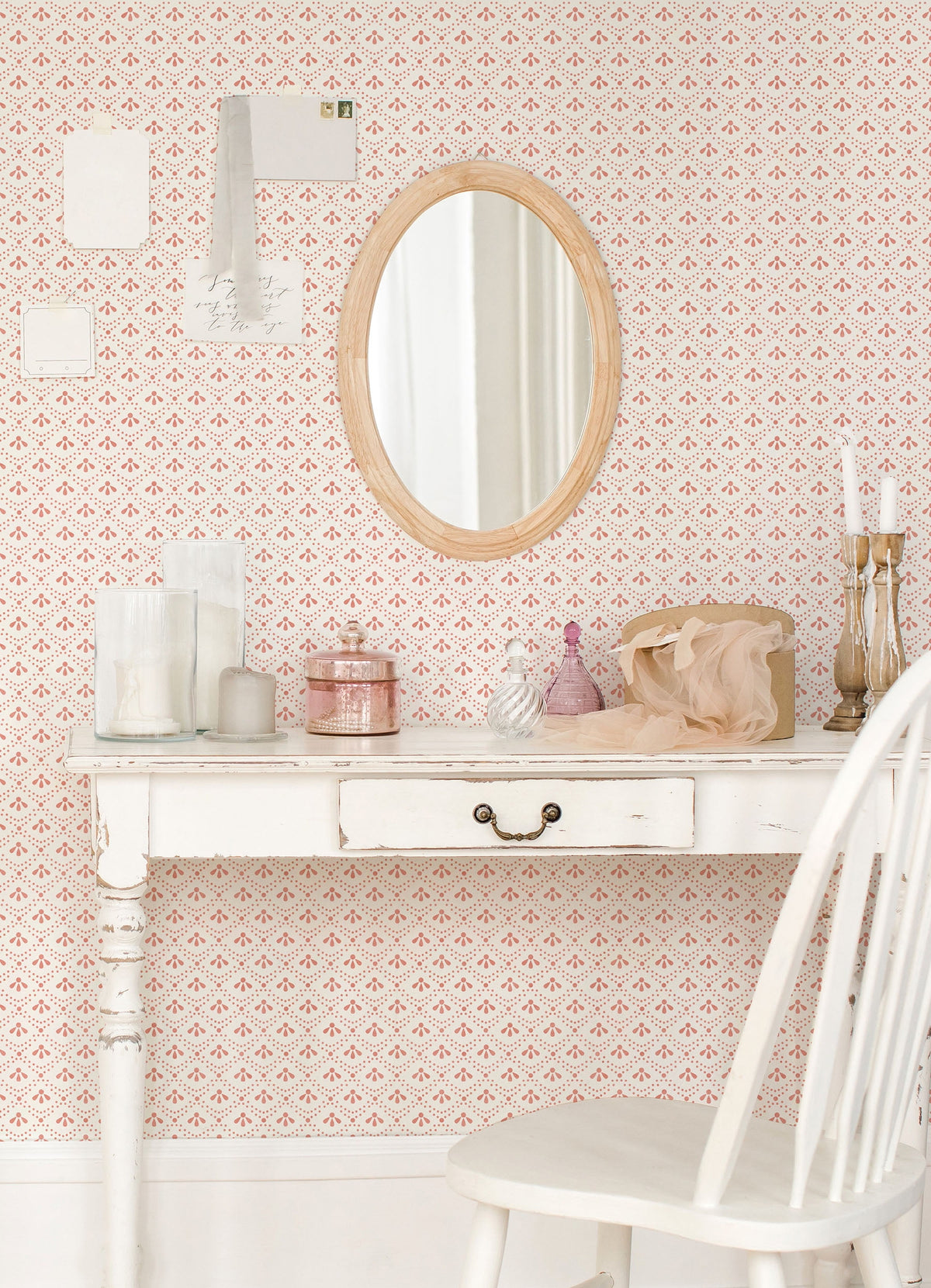 The Pioneer Woman Coral Tonal Scallop Peel And Stick Vinyl Wallpaper, 215-in by 20.5-in, 30.75 sq. ft.