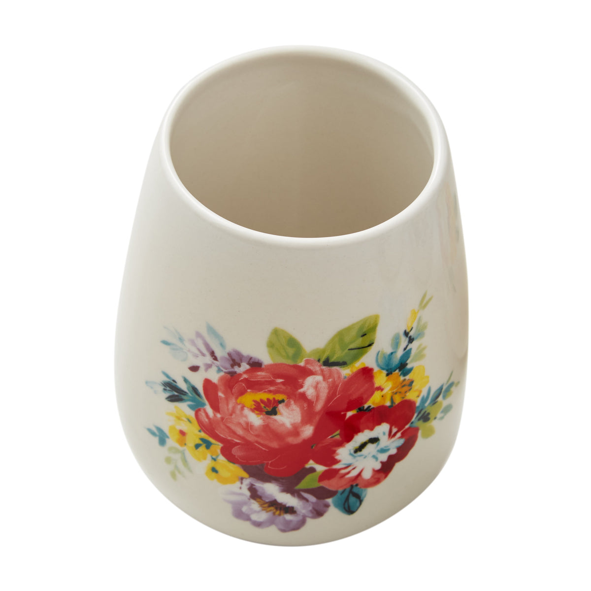 The Pioneer Woman Sweet Rose 7-Piece Stoneware Stemless Wine Glasses Set with Chiller
