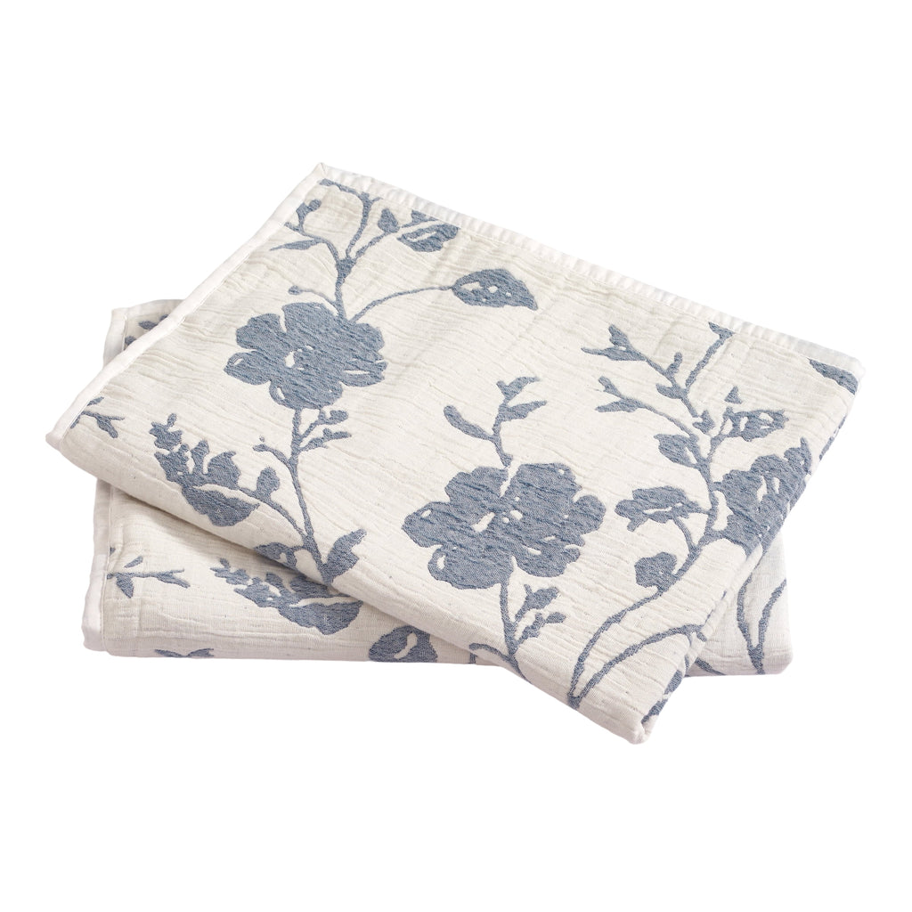 Cottage Bloom Agatha Floral Gauze Pillow Sham, Standard, Blue Dust, 2 Pack
