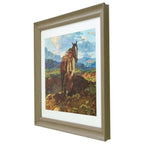 The Pioneer Woman Frank Tenney Johnson "An Idle Dreamer" Framed Western Wall Art Print, Cowboy and Horse Landscape Artwork, Matted Rustic Ranch Decor, Ready to Hang Framed Art for Living Room