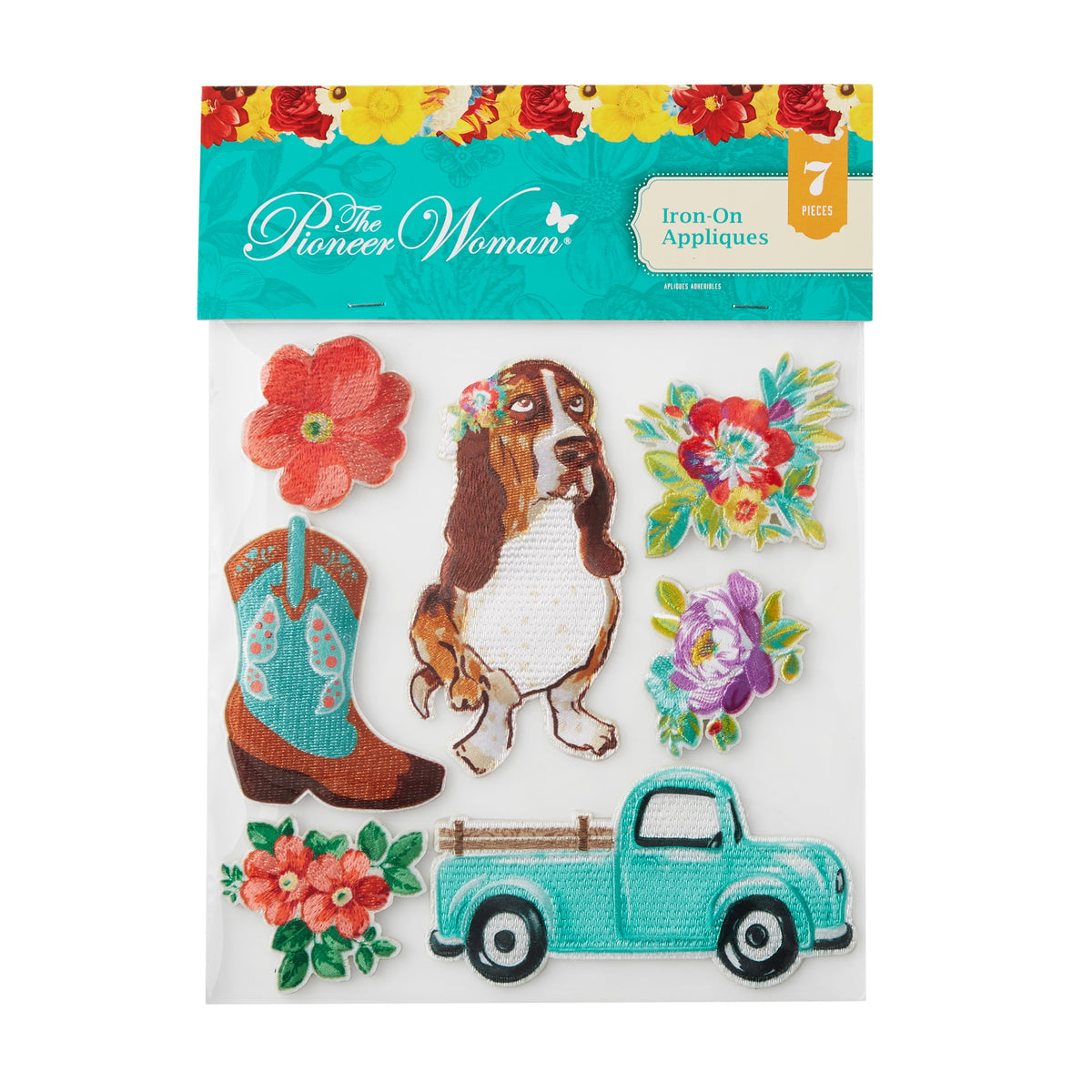 The Pioneer Woman Assorted Adhesive Iron-on Patch Appliques Set, 7-Piece