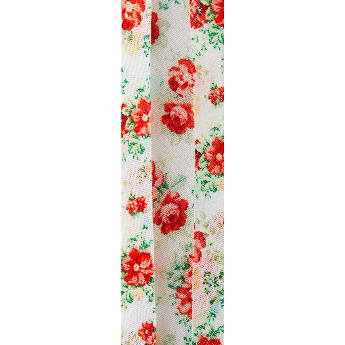 Cottage Bloom Vintage Floral White Double Fold Cotton Bias Tape Ribbon, 7/8" x 25 Yards