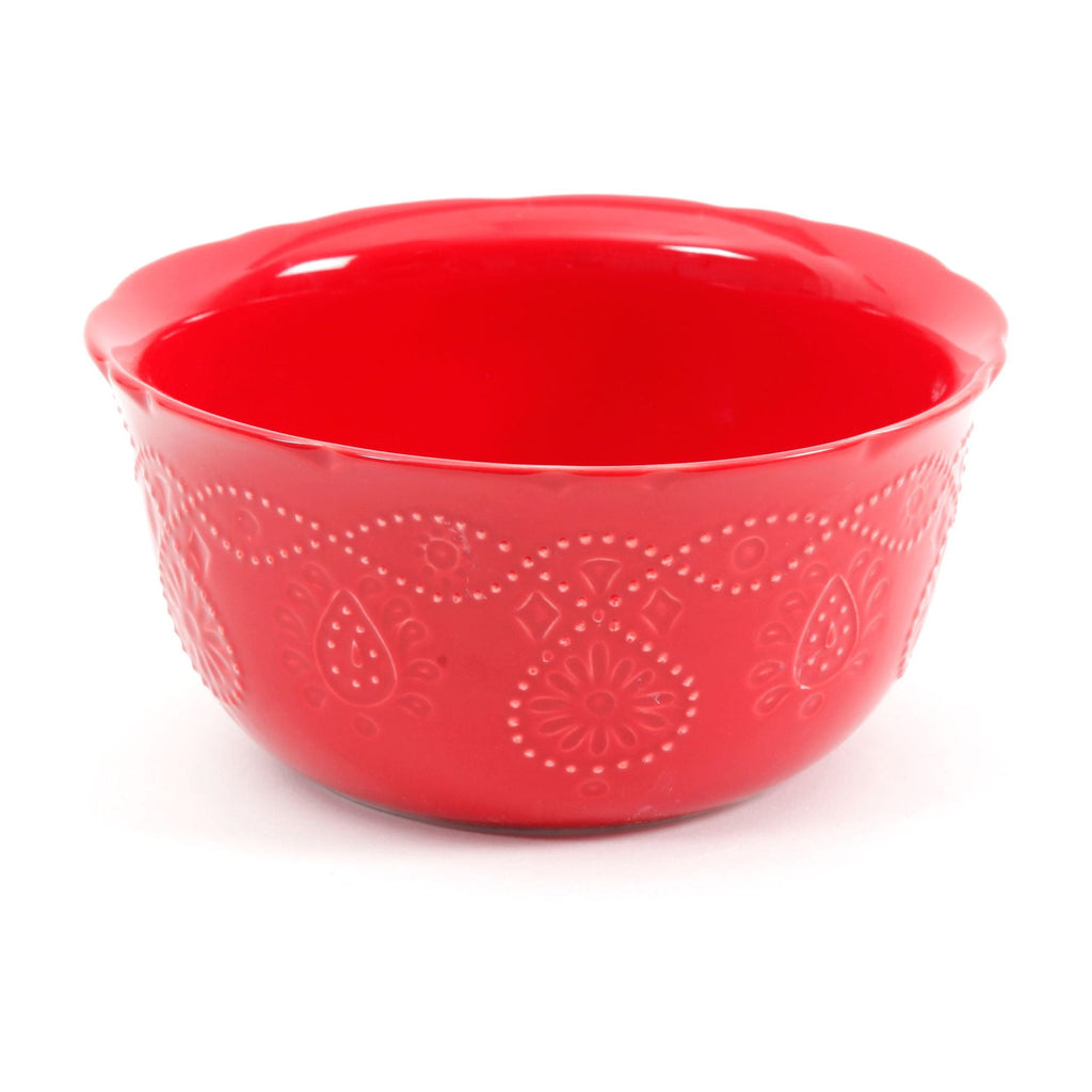 Cottage Bloom Cowgirl Lace 12-Piece Dinnerware Set, Red