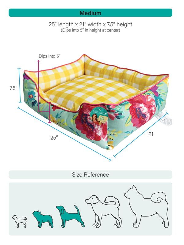 The Pioneer Woman Sweet Rose Medium Pet Bed, 25" x 21"