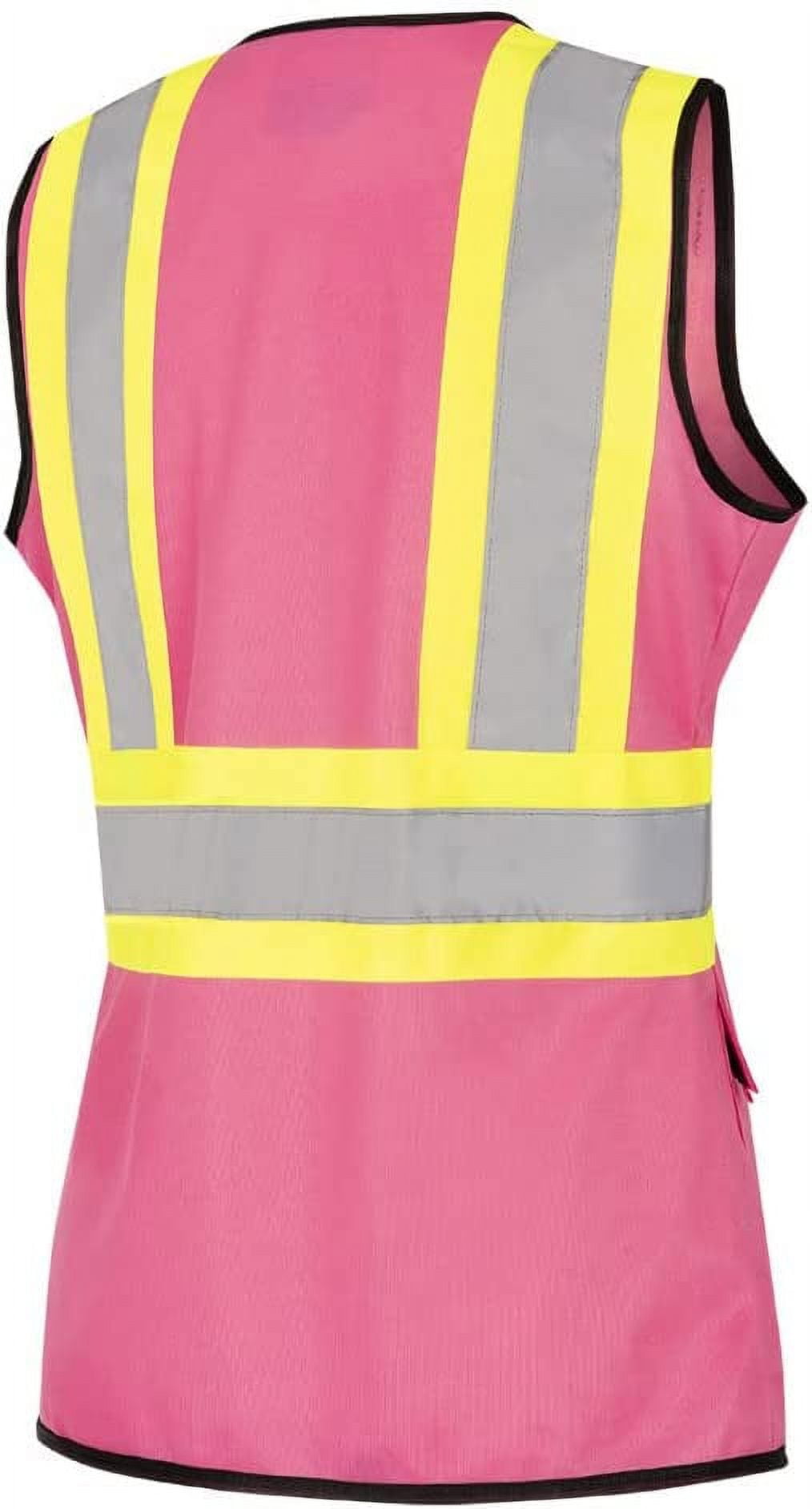 Pioneer Women's Custom Fit Hi-Vis Mesh Back Safety Vest  - Color:  Pink  - Size: XL
