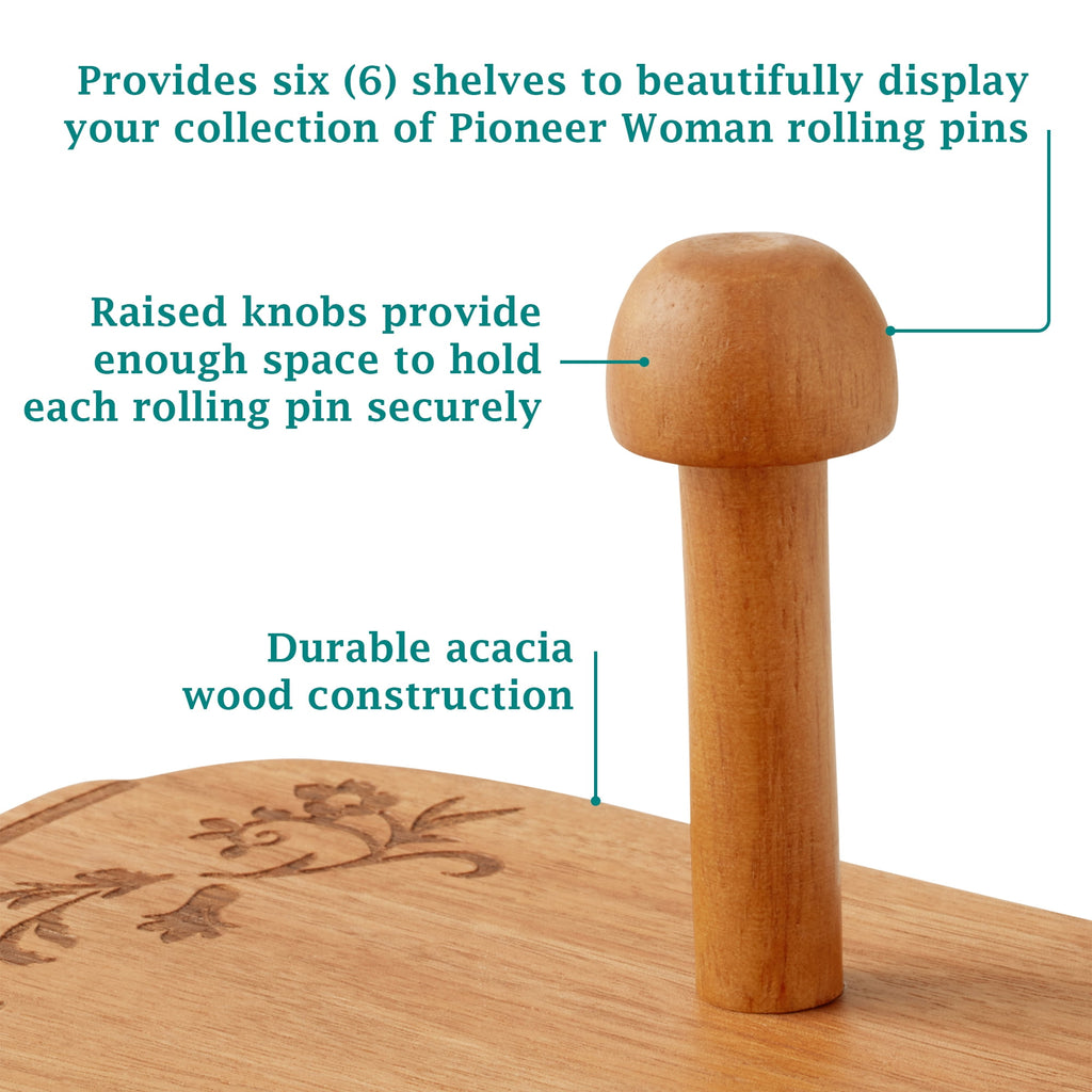 The Pioneer Woman 26-inch x 14-inch Wood Rolling Pin Rack