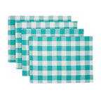 The Pioneer Woman Charming Check Placemat, Table Runner, Napkin, and Napkin Ring Set, 13 Piece, Teal