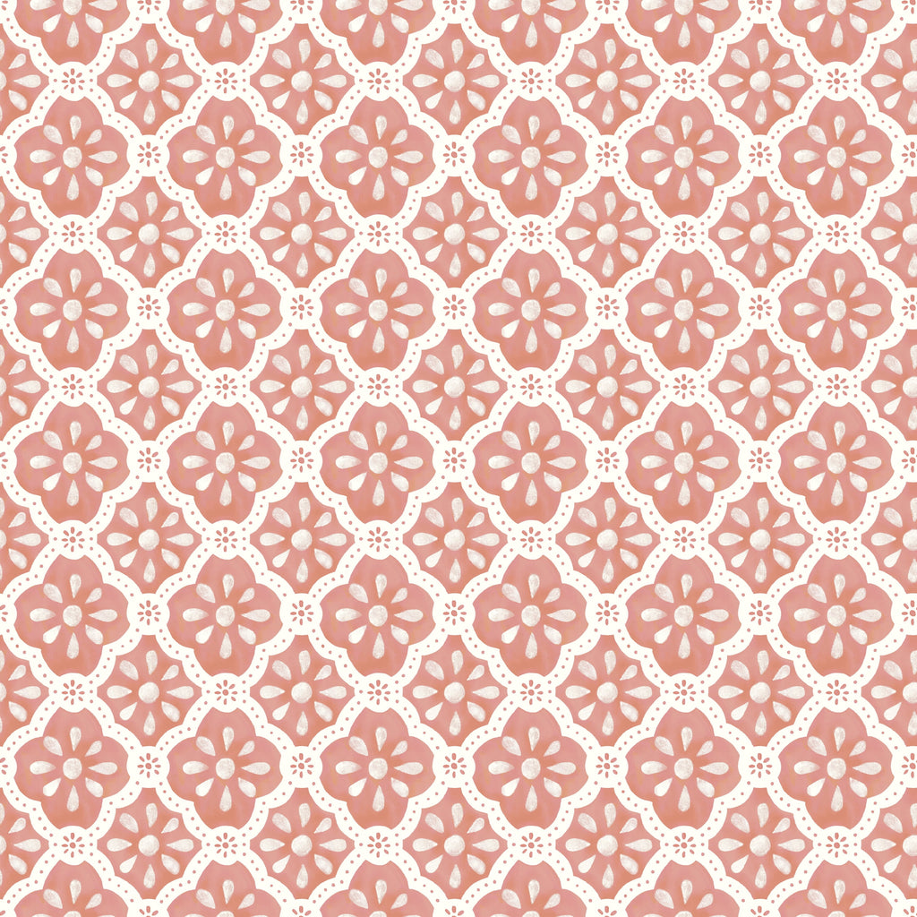 The Pioneer Woman Pink Salmon Washy Trellis Peel and Stick Wallpaper, 18" x 18.86'