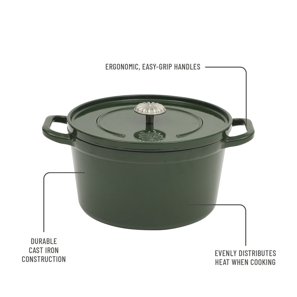 The Pioneer Woman 5-Quart Enamel Cast Iron Dutch Oven with Lid, Dark Green