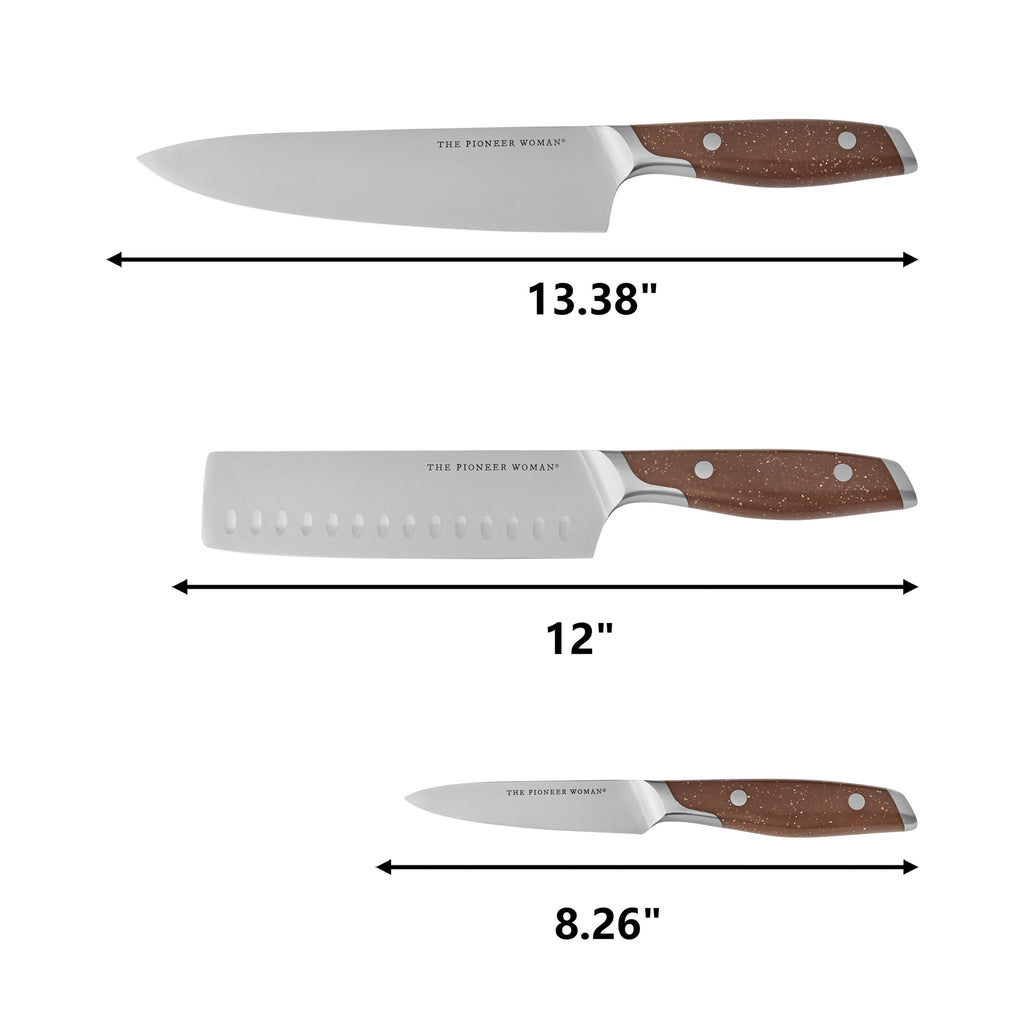 The Pioneer Woman 3-Piece Knife Set, Brown Speckle